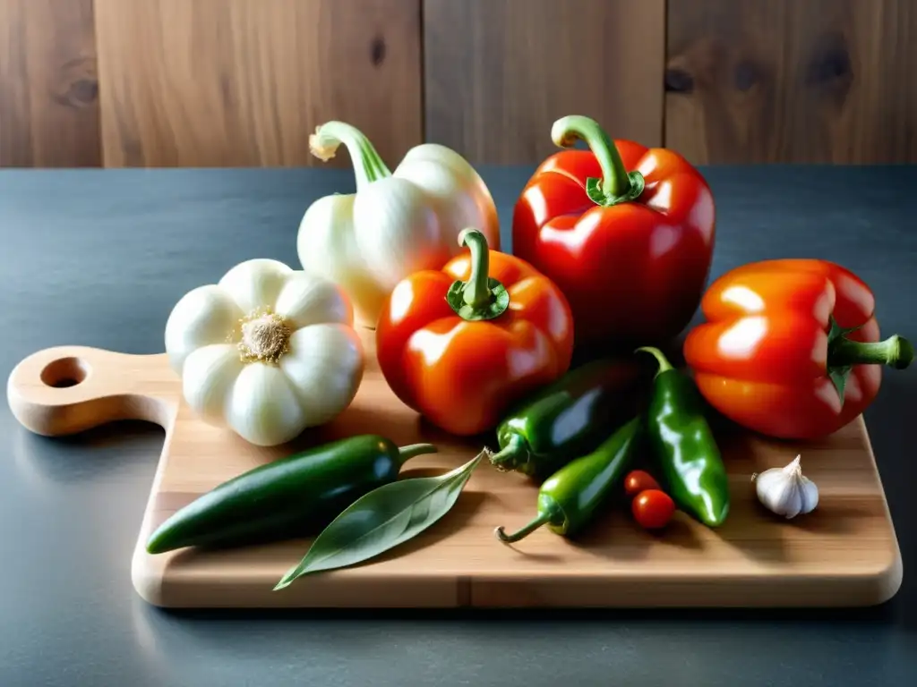 Ingredientes orgánicos frescos para recetas de pasta italiana dispuestos en una tabla de cortar de madera