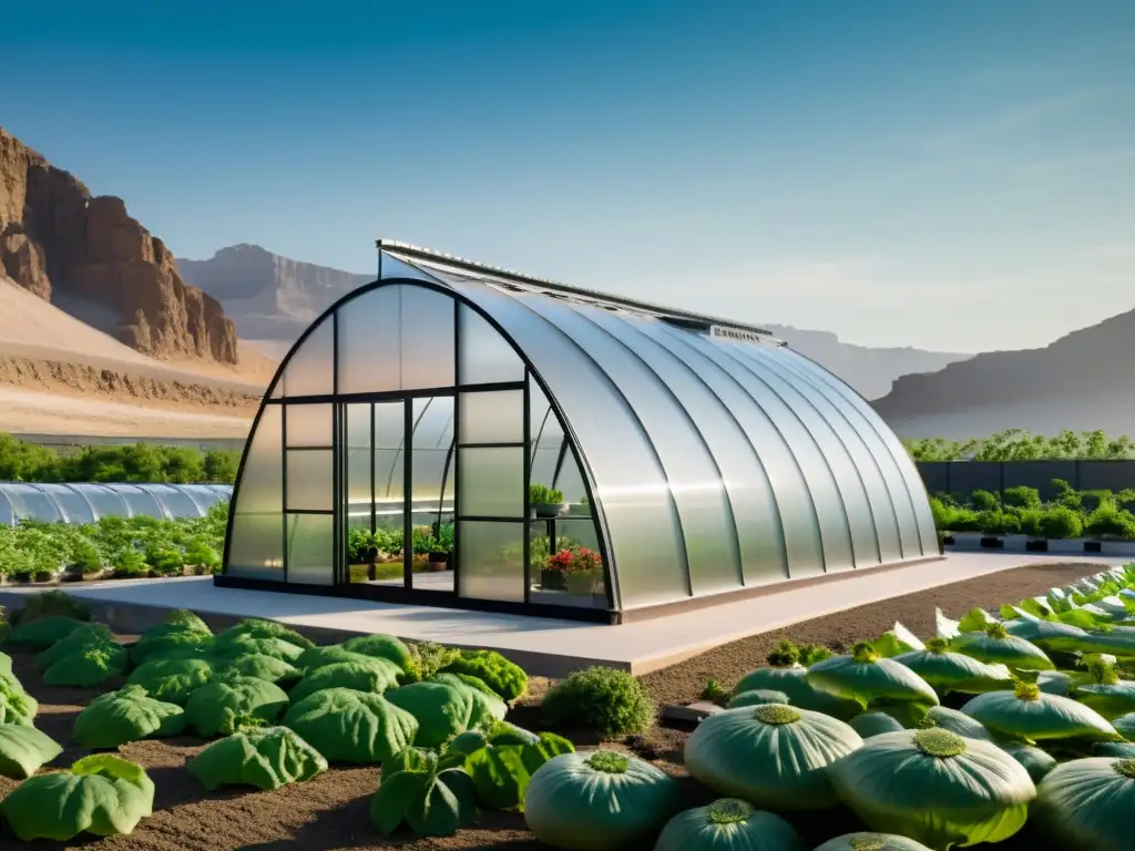 Invernadero orgánico en clima inhóspito: innovación y resiliencia en contraste con el entorno áspero y la exuberante vegetación