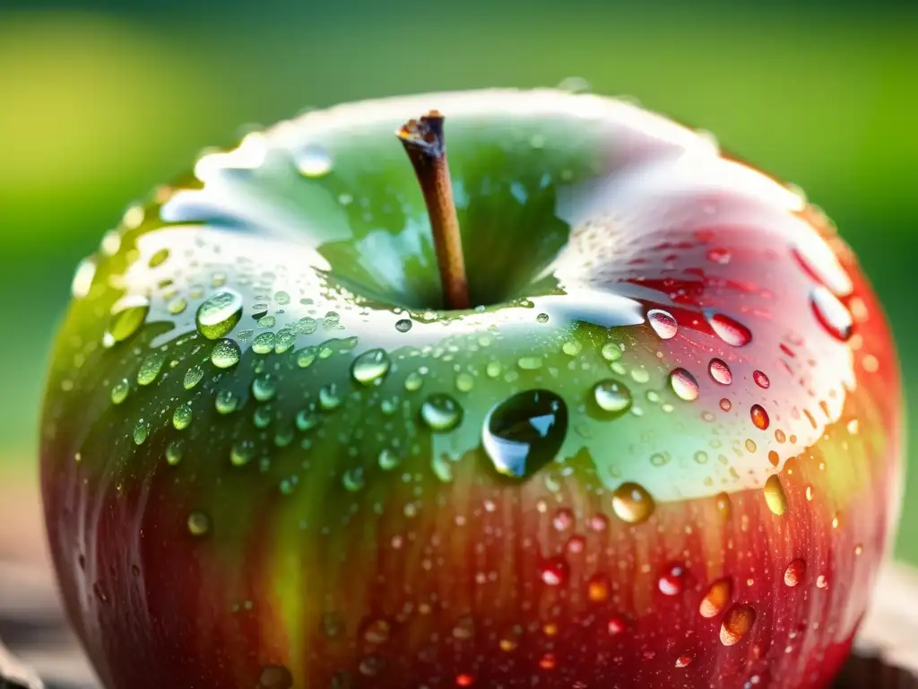 Una manzana orgánica recién recogida, con colores vibrantes y textura húmeda