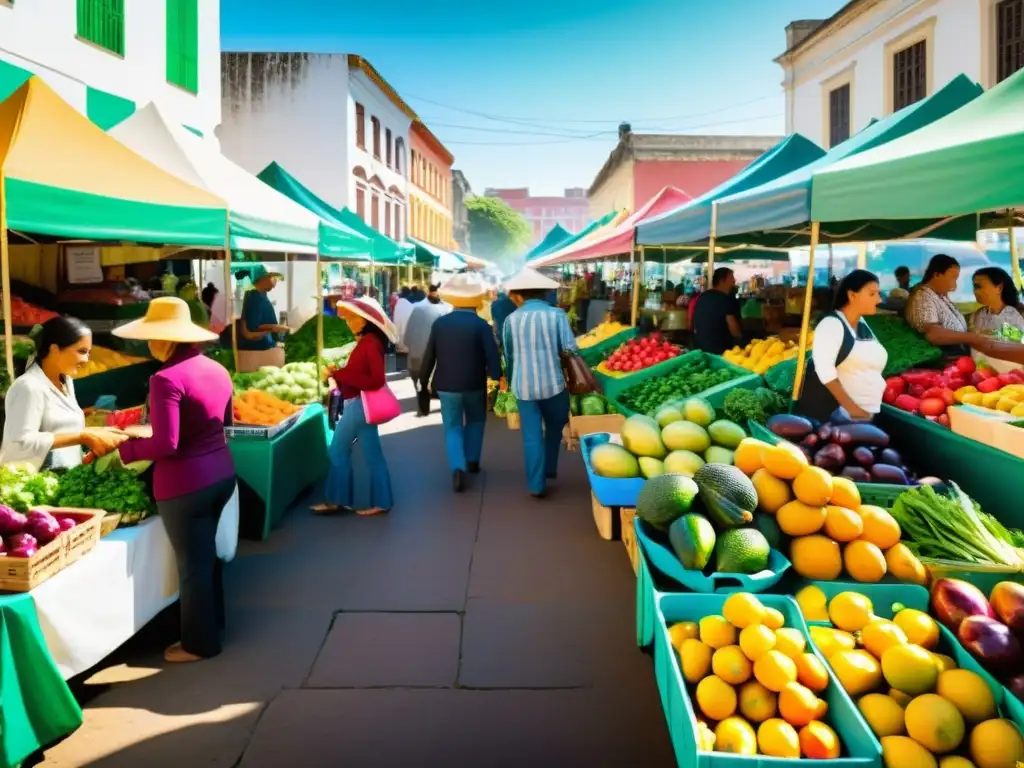 Un mercado bullicioso en América Latina muestra la diversidad de productos orgánicos y la conexión entre productores y consumidores