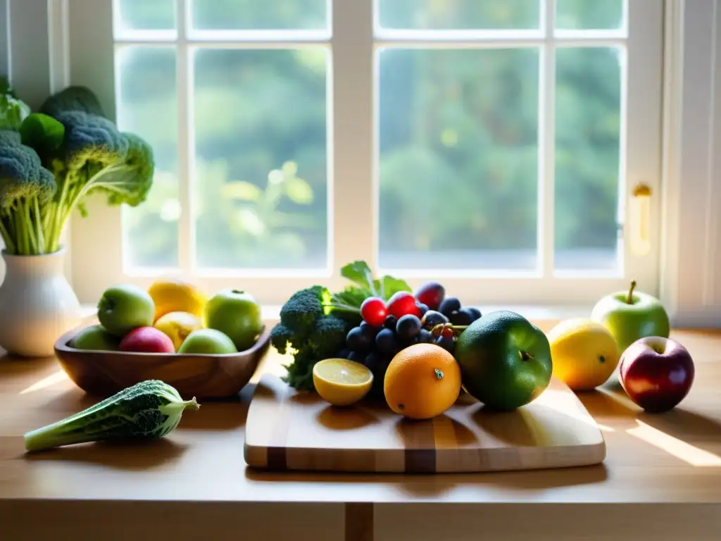 Una mesa con alimentos orgánicos para controlar la hipertensión, exudando tranquilidad y bienestar