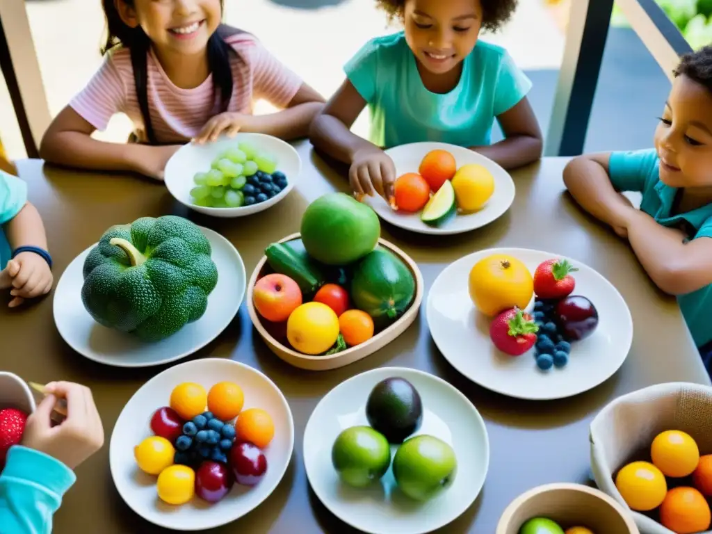 Niños disfrutando de una experiencia culinaria orgánica en un restaurante, explorando sabores y texturas