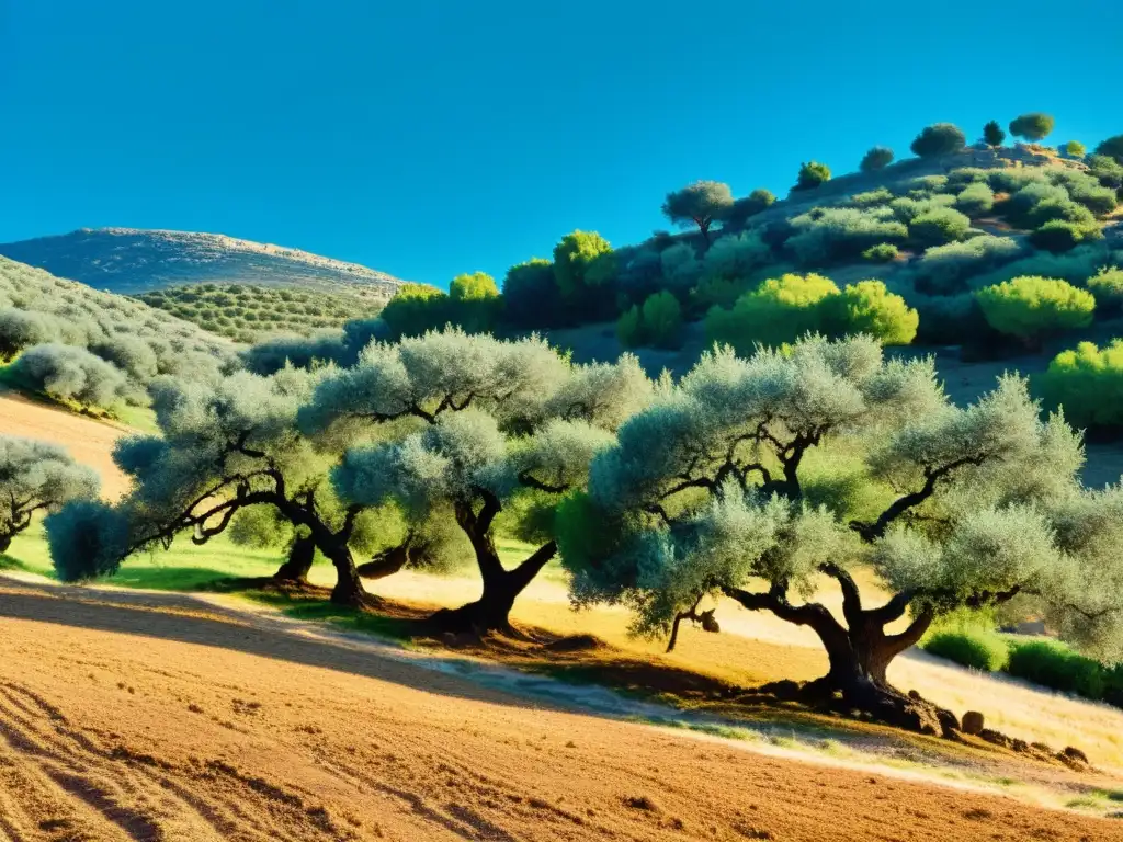 Un olivar griego tradicional con árboles centenarios bañados por el sol