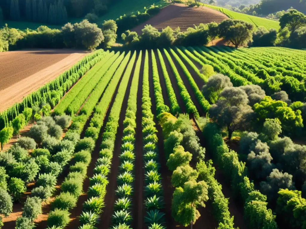 Un paisaje exuberante de agroforestería con sistemas de riego sostenibles integrados en armonía