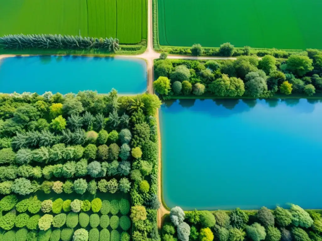 Un paisaje exuberante de agroforestería orgánica, con cultivos y árboles intercalados estratégicamente