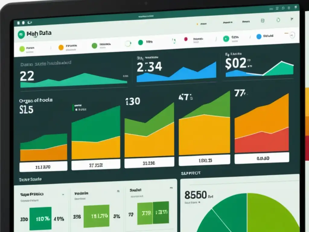 Panel de análisis de Big Data en cadena de suministro de alimentos orgánicos con gráficos dinámicos y moderno diseño minimalista