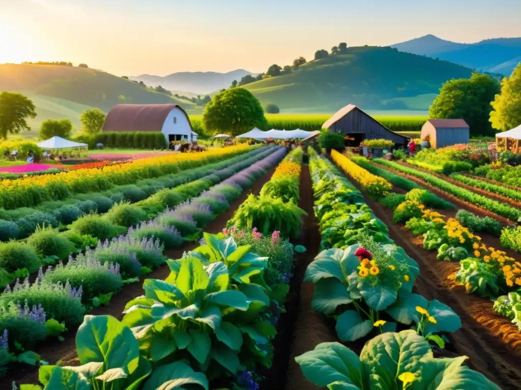 Un paraíso de agricultura orgánica, con diversidad de cultivos y personas trabajando en armonía