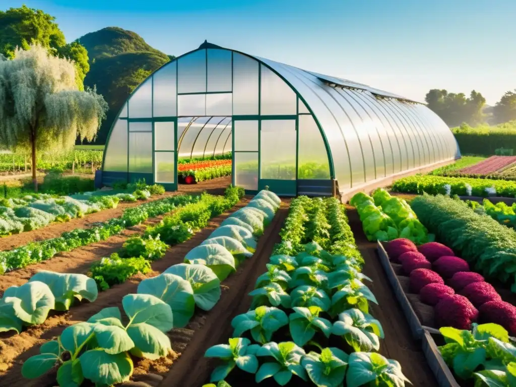 Un paraíso agroecológico con cultivos orgánicos avanzados y una armoniosa fusión de naturaleza e innovación