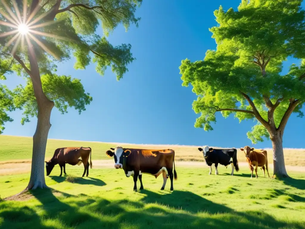 Un pintoresco paisaje de pastizales con ganado pastando en armonía