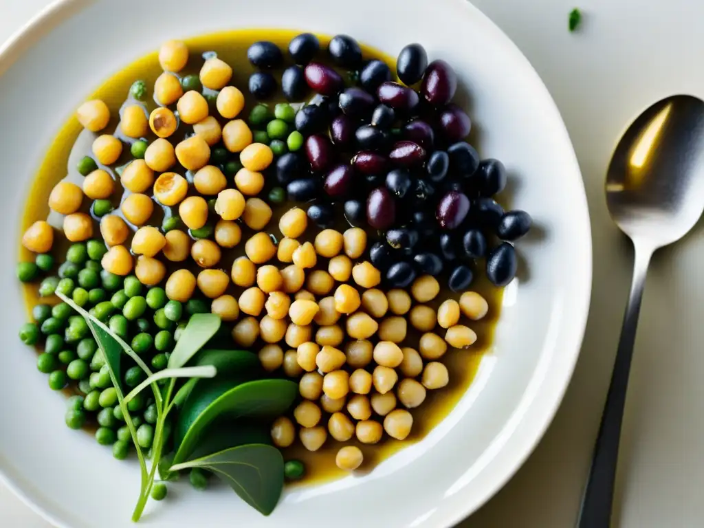 Un plato de legumbres orgánicas innovadoras preparadas con esmero, resplandeciendo en luz natural