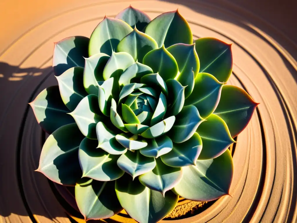 Un retrato detallado y de alta resolución de una intrincada planta suculenta con hojas verdes vibrantes y patrones delicados y simétricos