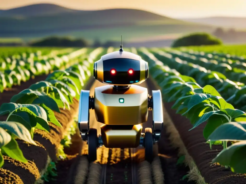 Robot en granja orgánica, armonía entre tecnología y naturaleza