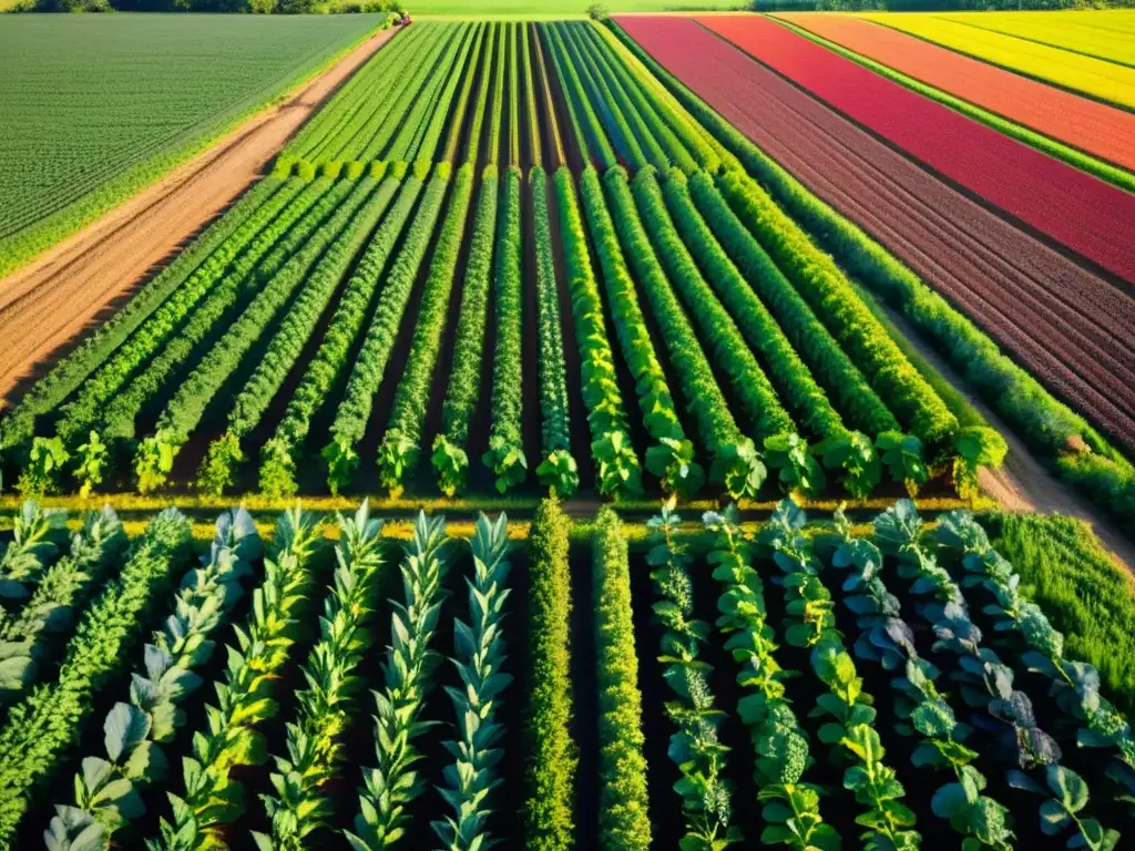 Sistemas agroecológicos con cultivos anuales y perennes crean un paisaje armonioso y vibrante bajo el cálido sol