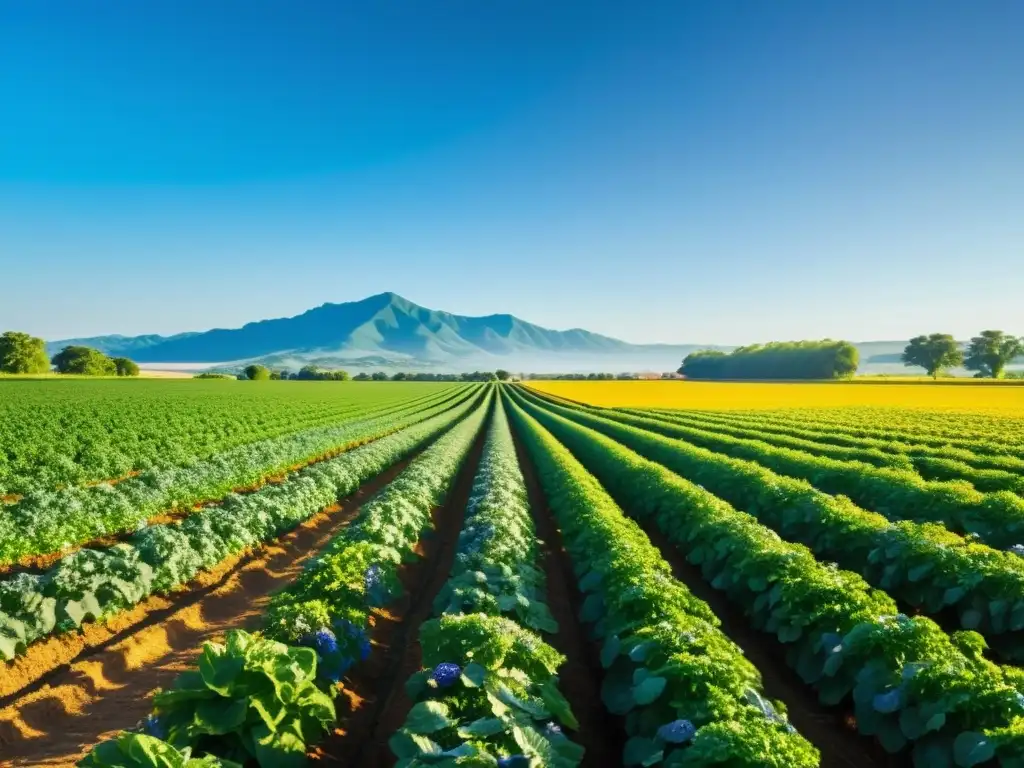 Tecnologías emergentes en la producción de alimentos orgánicos en una granja orgánica exuberante y vibrante