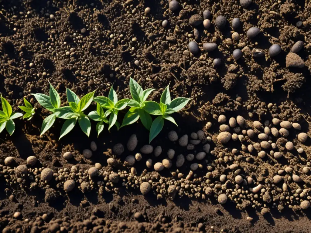 Tierra fértil y vida en redes de raíces, evocando biodiversidad con prácticas orgánicas para mejorar biodiversidad