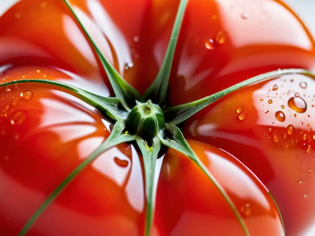 Tomate orgánico recién cosechado con textura detallada y colores vibrantes, resaltando la importancia de educación en alimentos orgánicos