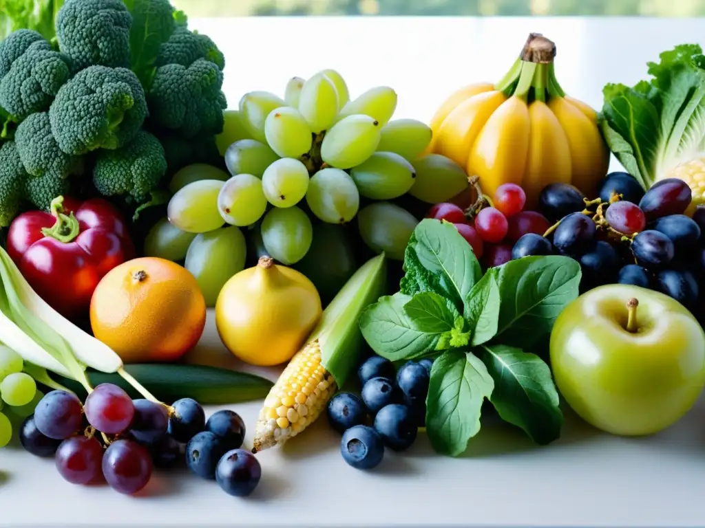 Variedad de alimentos orgánicos en mesa bien organizada, invita a una dieta FODMAP baja