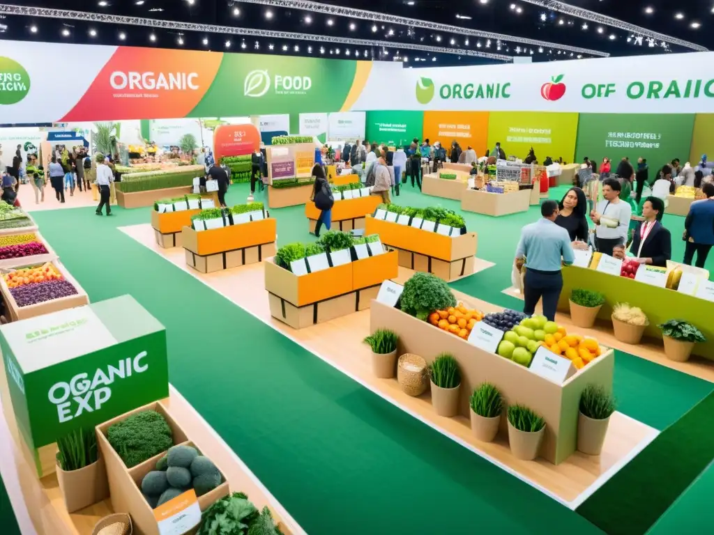 Vibrante exposición de alimentos orgánicos, maximizando exposición marca alimentos orgánicos en evento comunitario