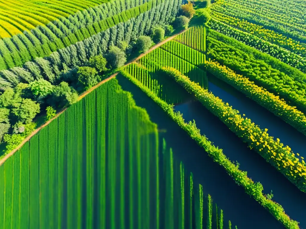 Vibrante campo de cultivos orgánicos bajo cielo azul