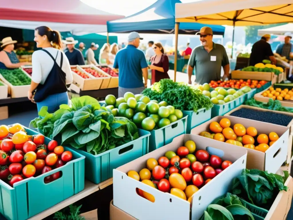 Vibrante mercado local con productos orgánicos y conexión comunitaria