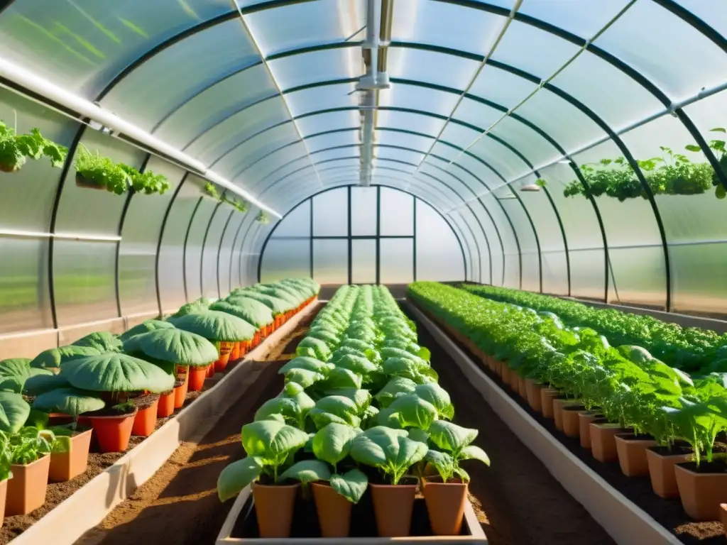 Vista cercana de un invernadero subterráneo, donde la innovación orgánica cultiva plantas en armonía con la tecnología