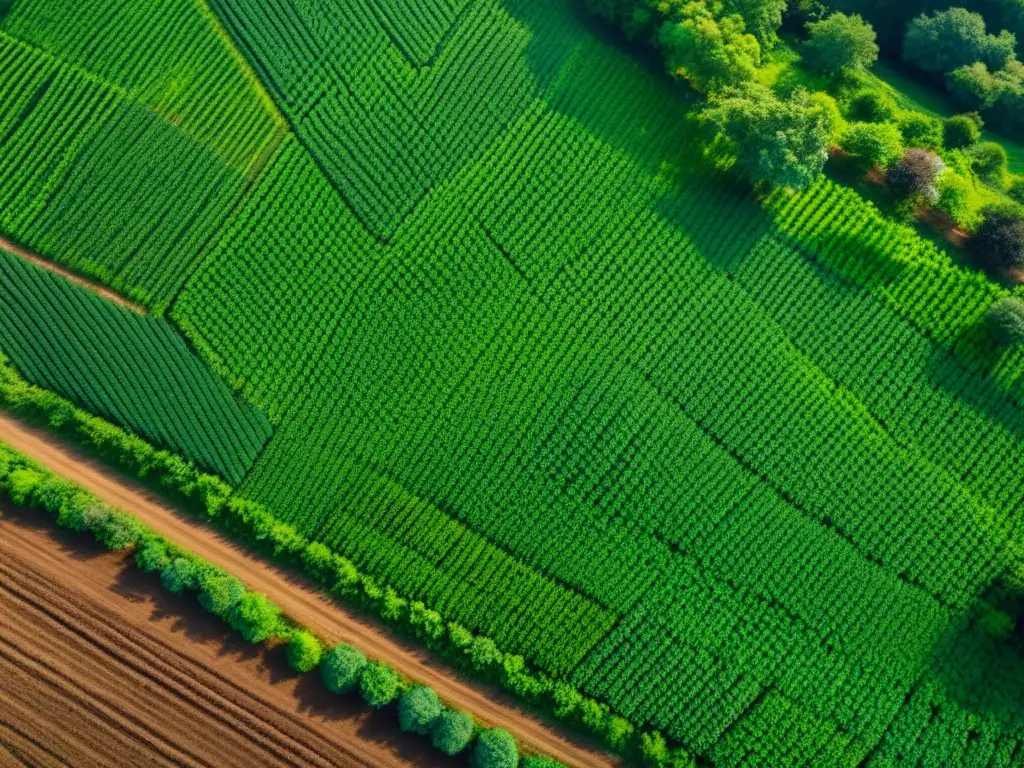 Vista impresionante de granja agroforestal orgánica con integración agroforestal en granjas orgánicas, exudando abundancia y sostenibilidad