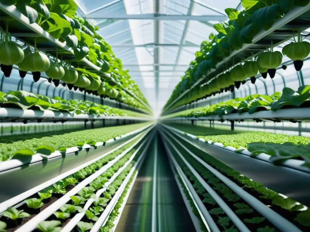 Un vistoso sistema de agricultura vertical en un invernadero minimalista