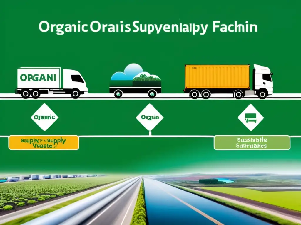 Una representación visual detallada que muestra el impacto ambiental entre cadenas de suministro convencionales y orgánicas