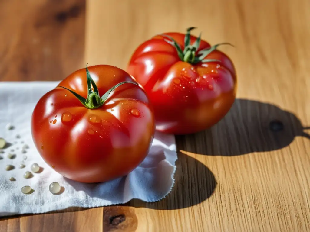 Comparación visual de tomate orgánico fresco y convencional en cocina moderna